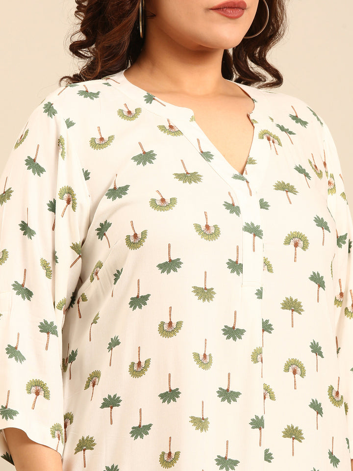 White Printed Midi Dress