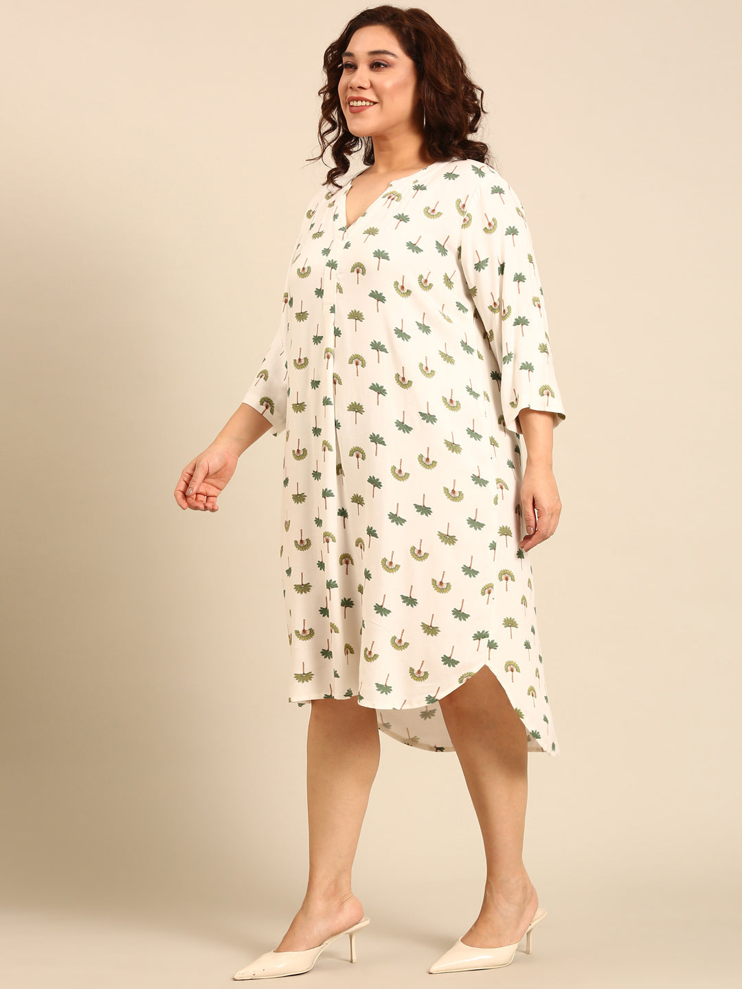 White Printed Midi Dress