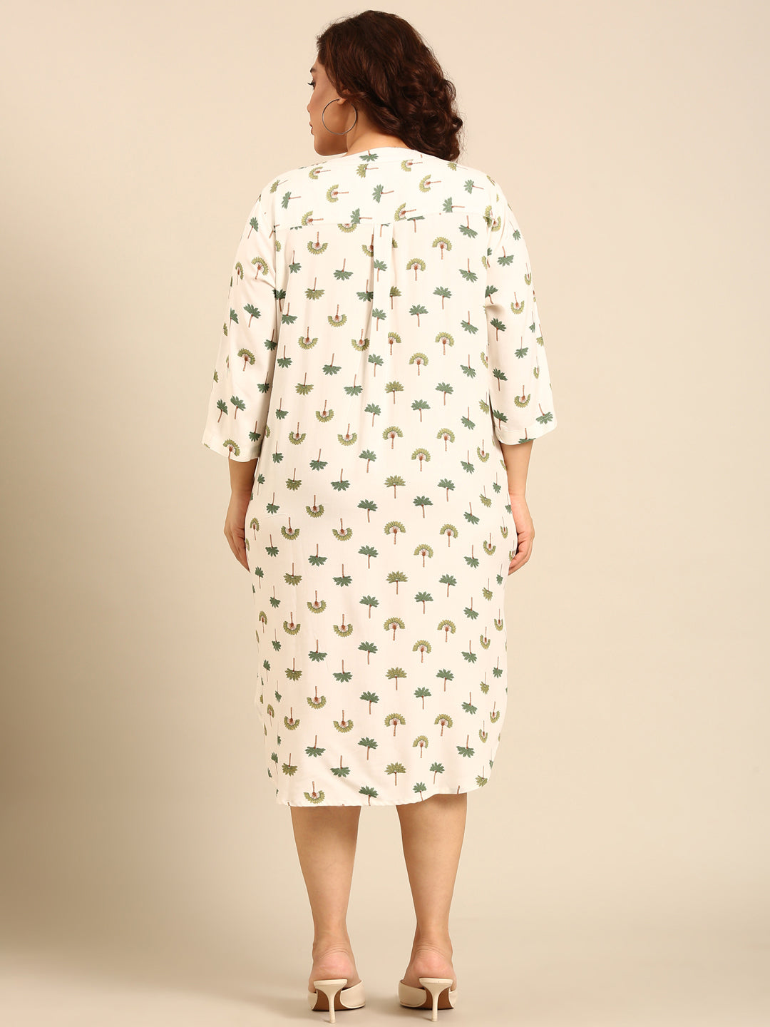 White Printed Midi Dress