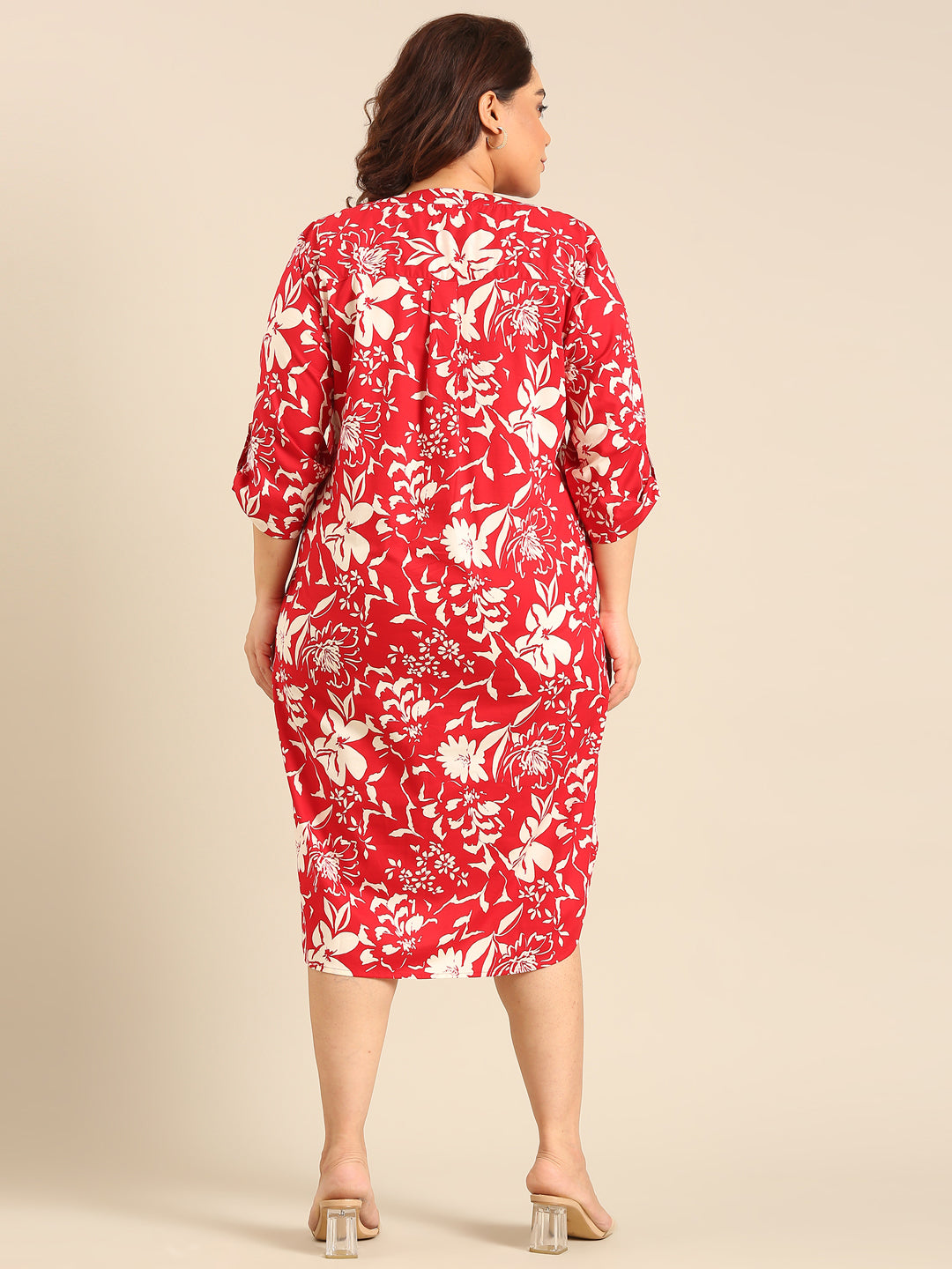 Red And White Floral Dress