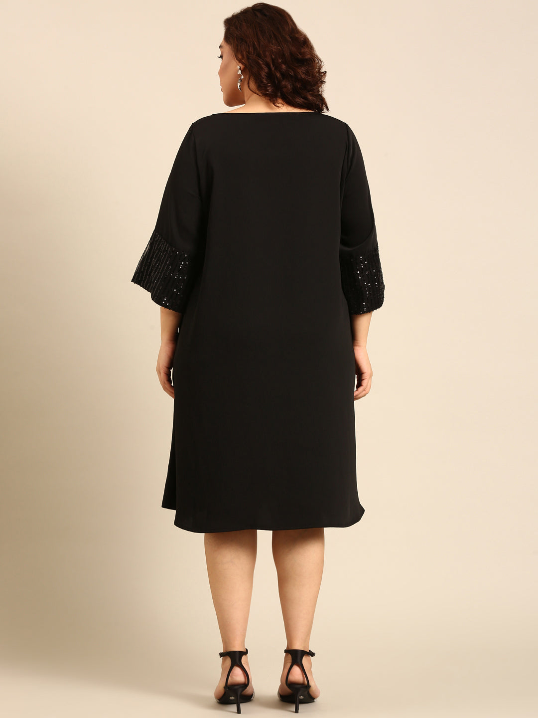 A-Line Dress with Sequin Sleeves