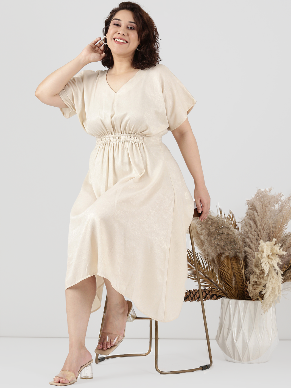 Gold Shimmer Smocking Dress