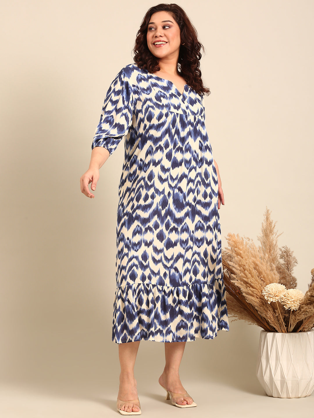 Indigo Ikkat Printed Maxi Dress