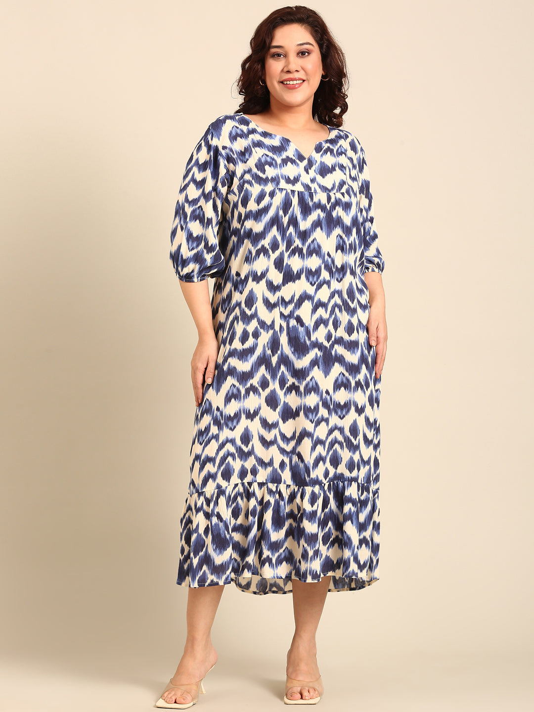 Indigo Ikkat Printed Maxi Dress