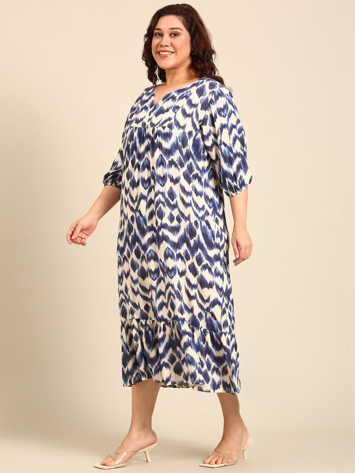 Indigo Ikkat Printed Maxi Dress