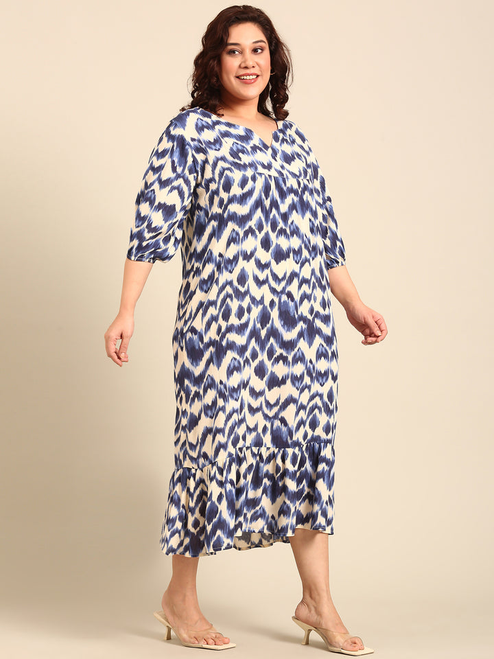 Indigo Ikkat Printed Maxi Dress