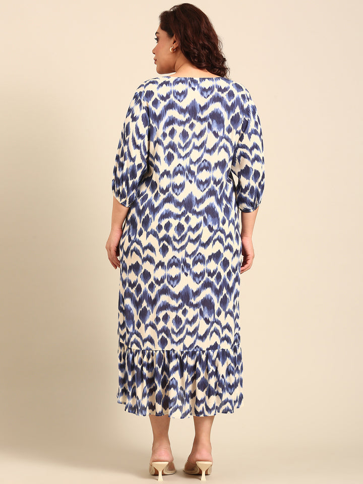 Indigo Ikkat Printed Maxi Dress