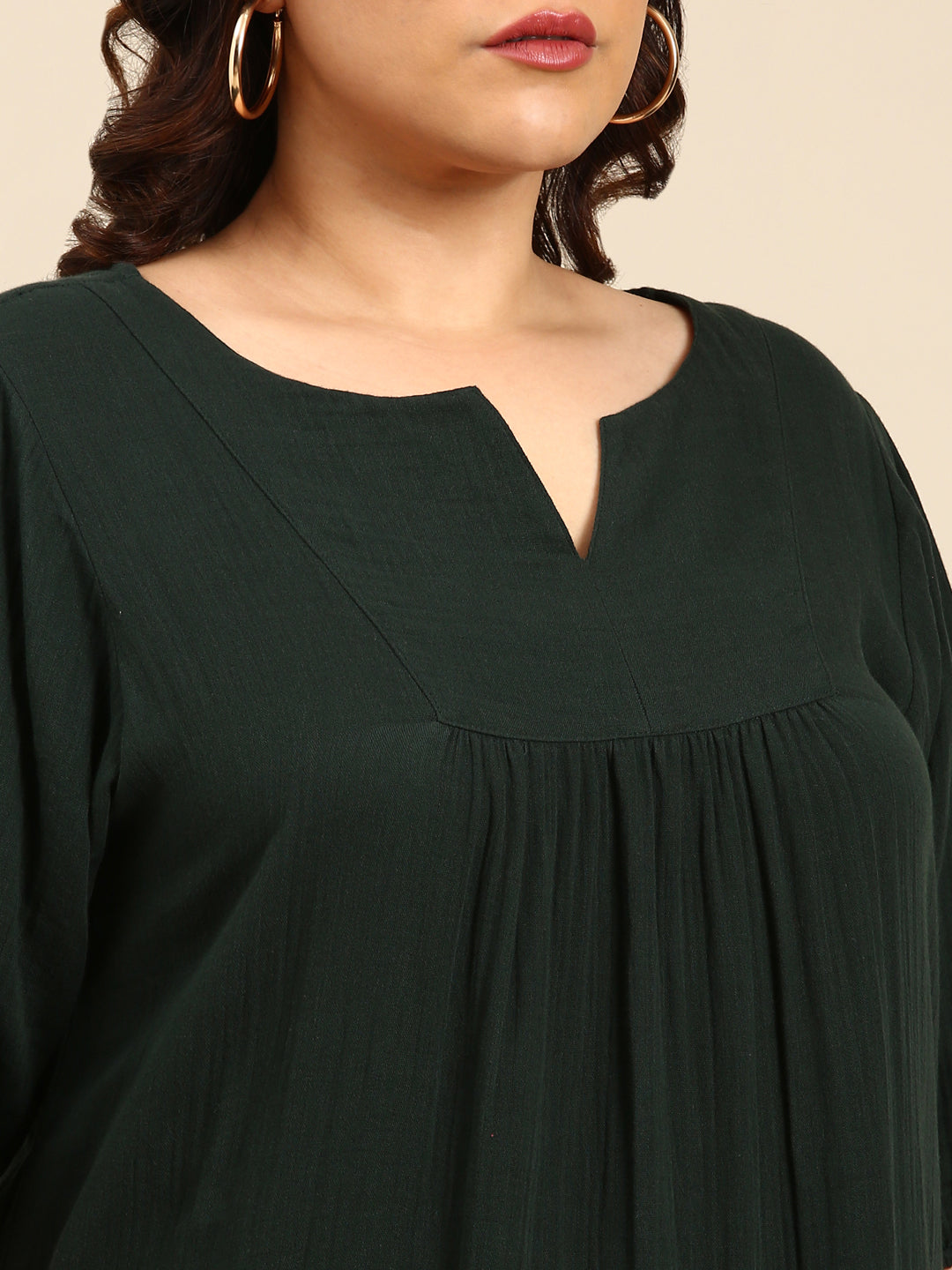 DARK GREEN YOKE DRESS