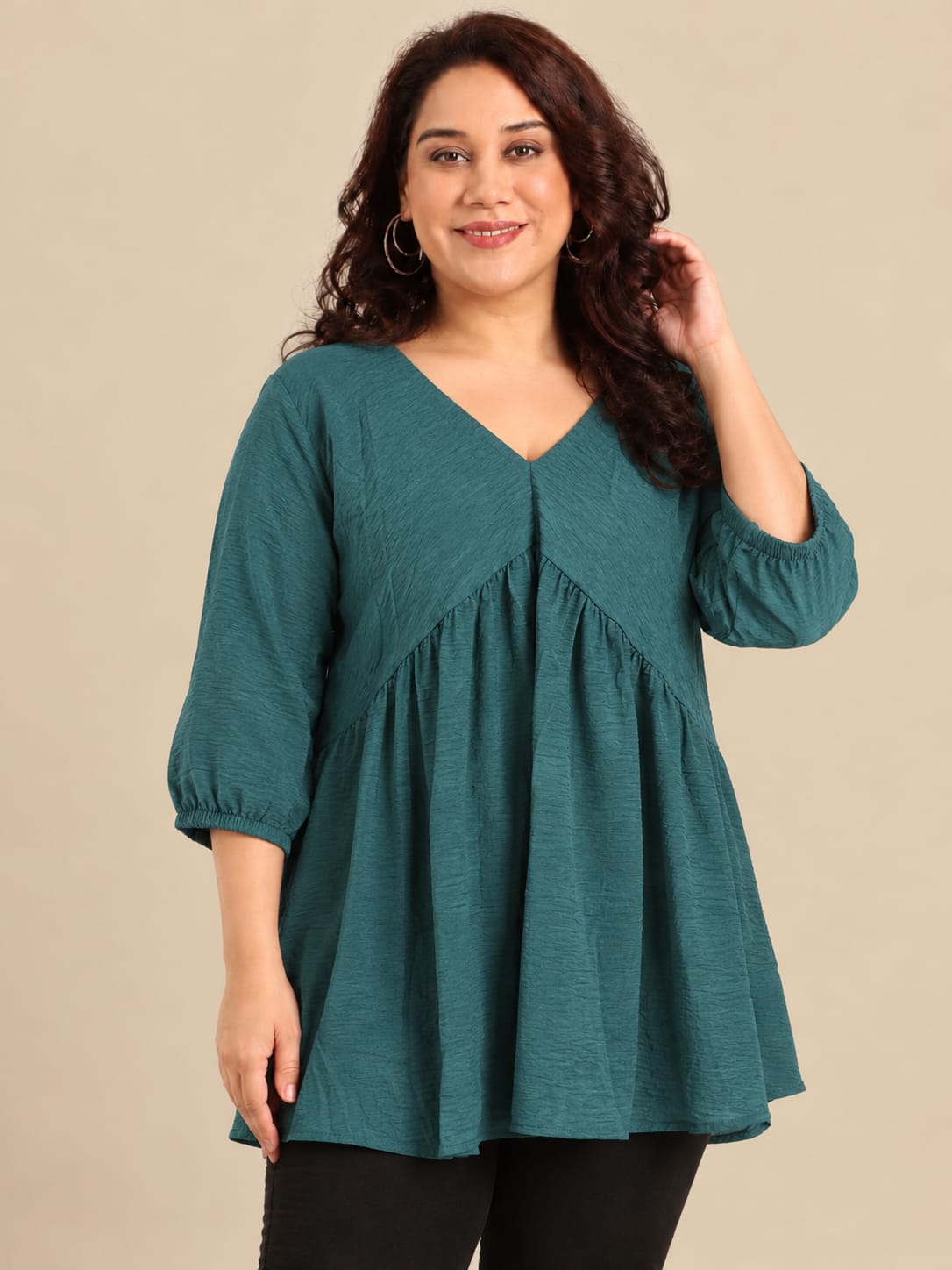 Dark Green V-Neck Tunic
