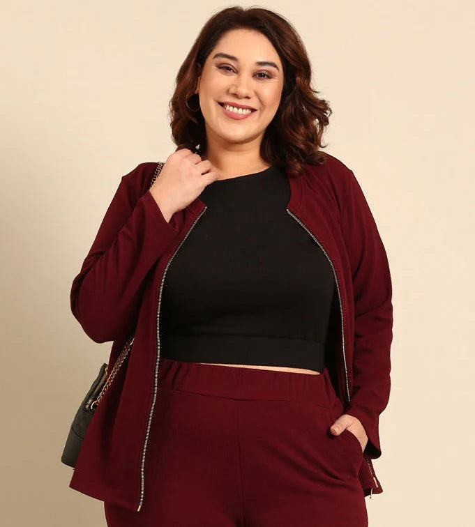 Burgundy Embossed Co-ord Set (2 Piece)