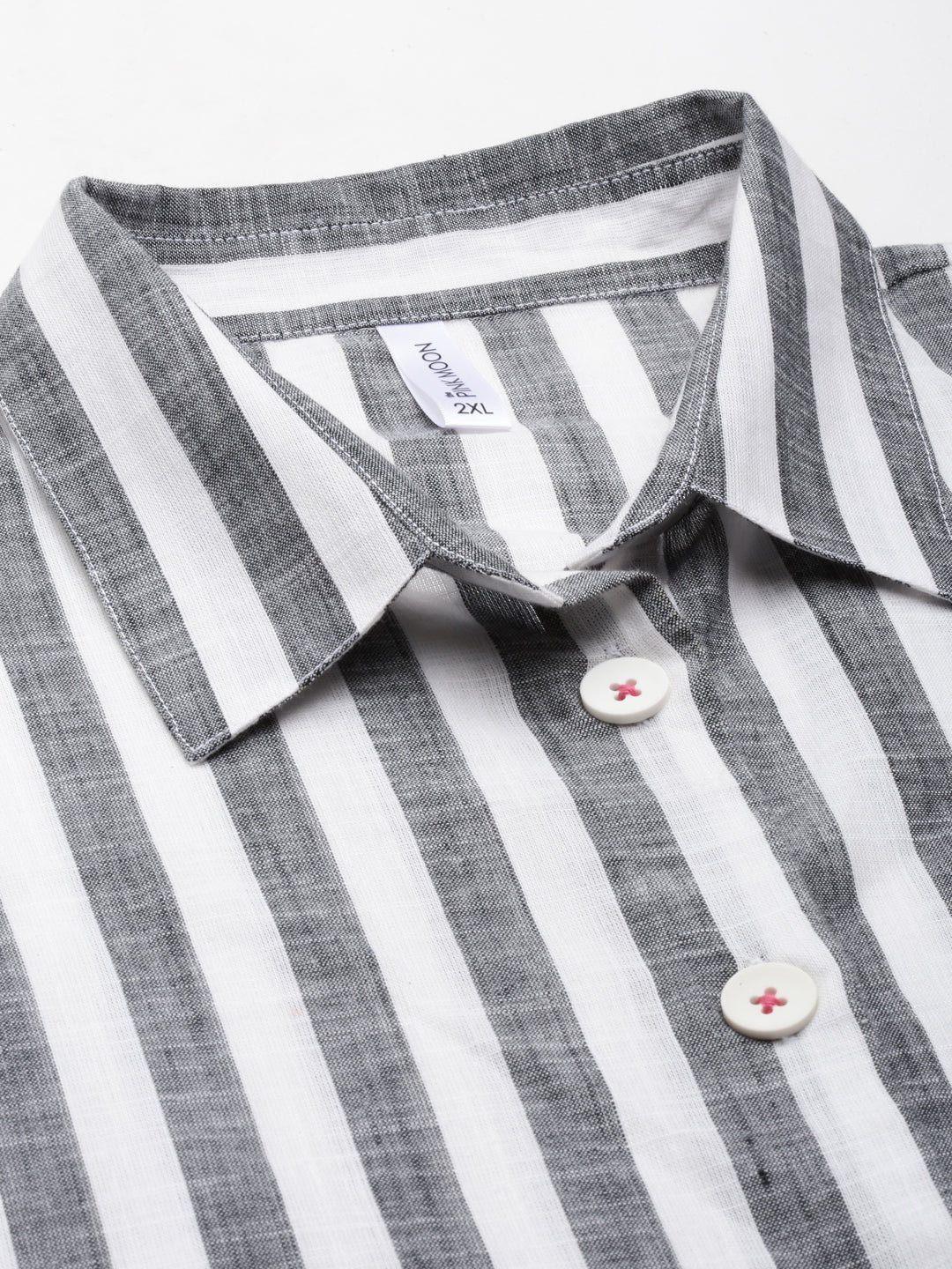 GREY AND WHITE STRIPED SHIRT