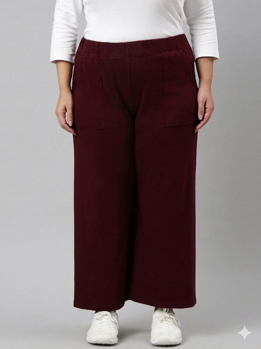 Maroon Rib Palazzo