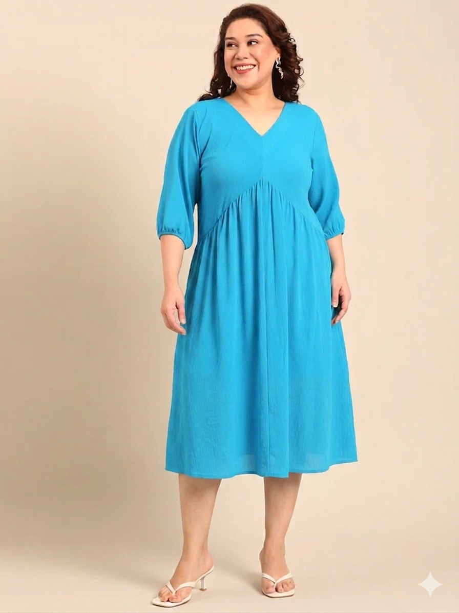 Cobalt Crepe Midi Dress