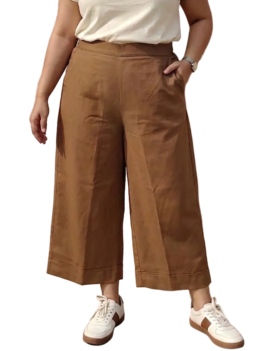 Camel Brown Wide-Leg Palazzo