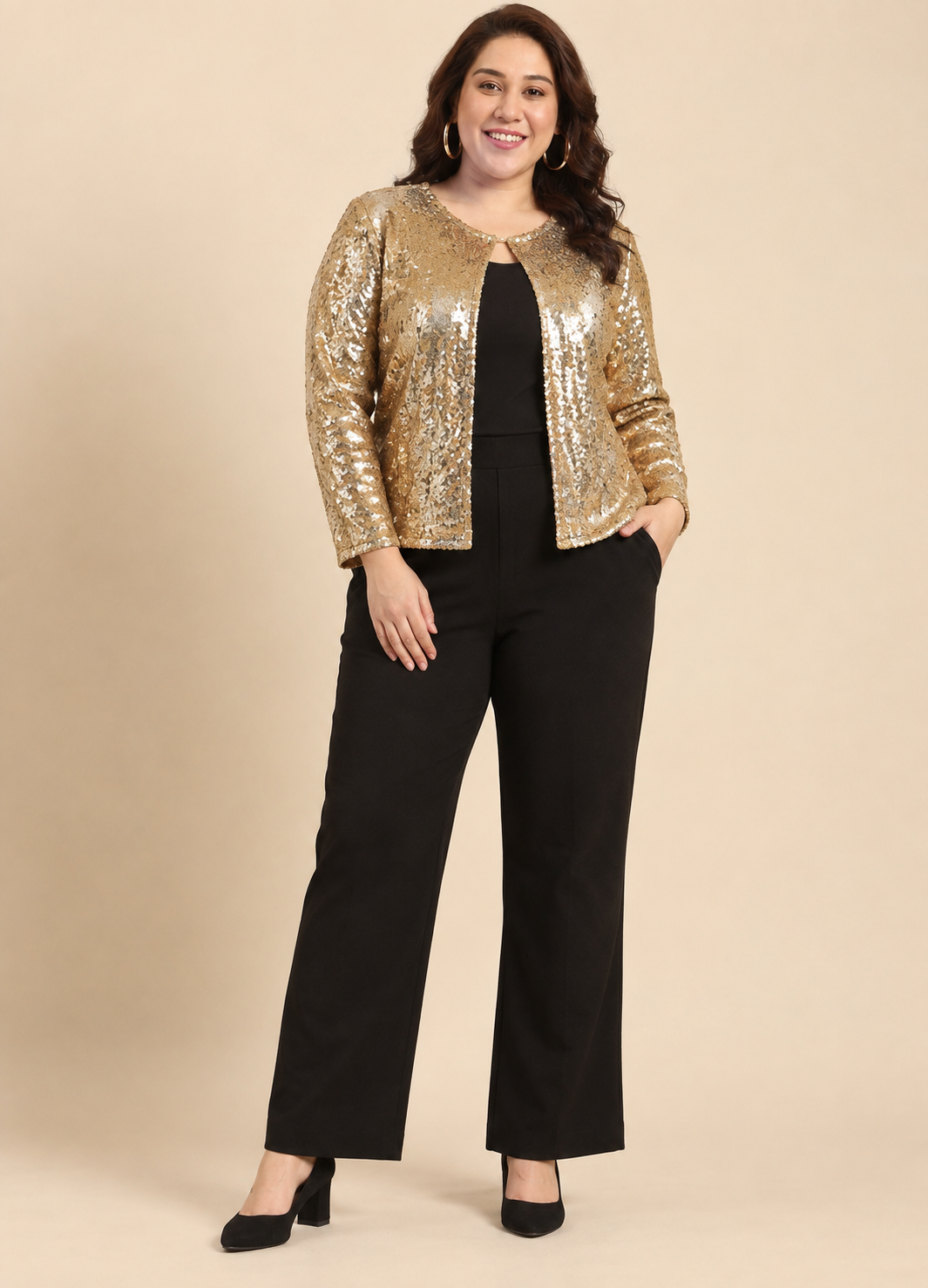 Gold Sequin with Button Jacket