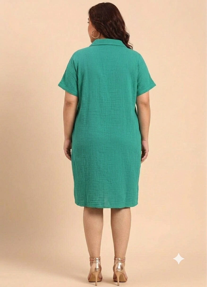 Green Button-Down Midi Dress