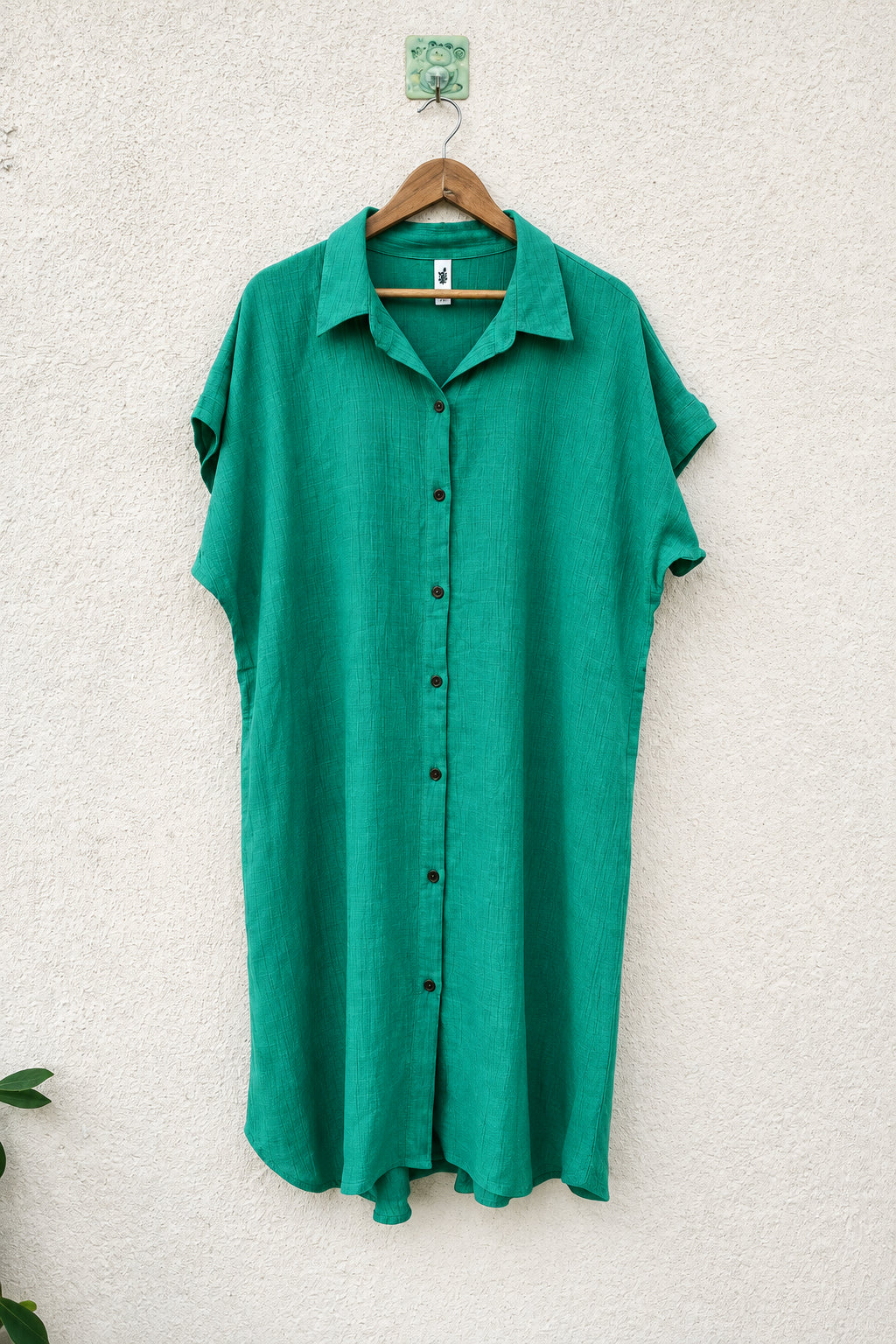 Green Button-Down Midi Dress