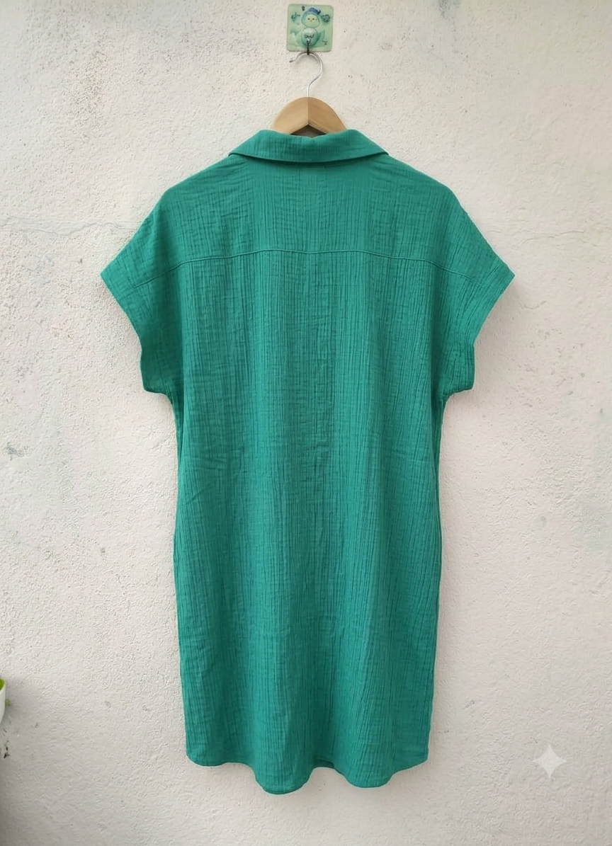 Green Button-Down Midi Dress