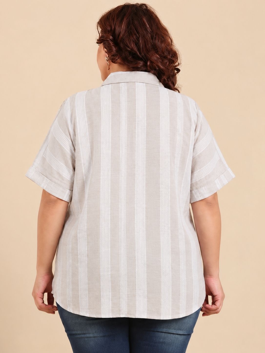 Grey-Silver Lurex Drop Shoulder Shirt