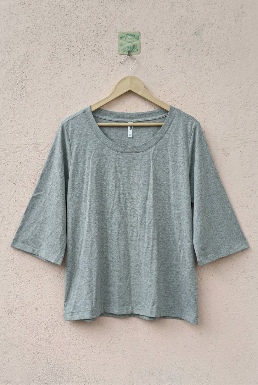 Grey Bell-Sleeves Top