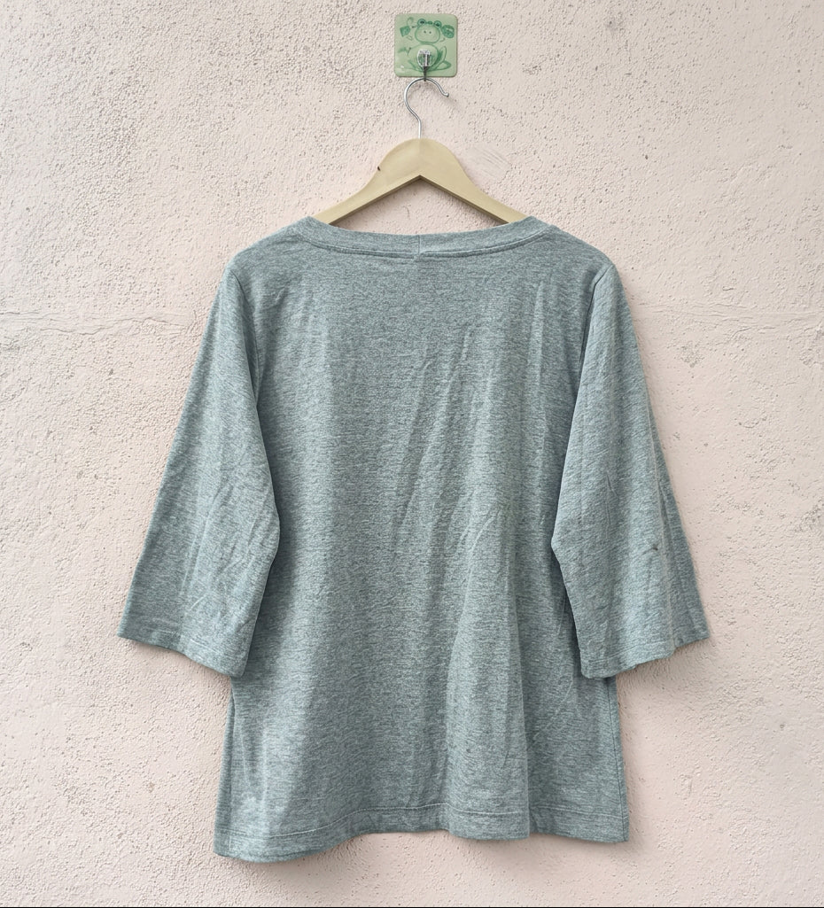 Grey Bell-Sleeves Top