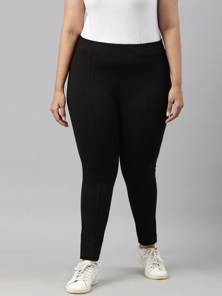 HIGH STRETCH PONTE TROUSERS BLACK