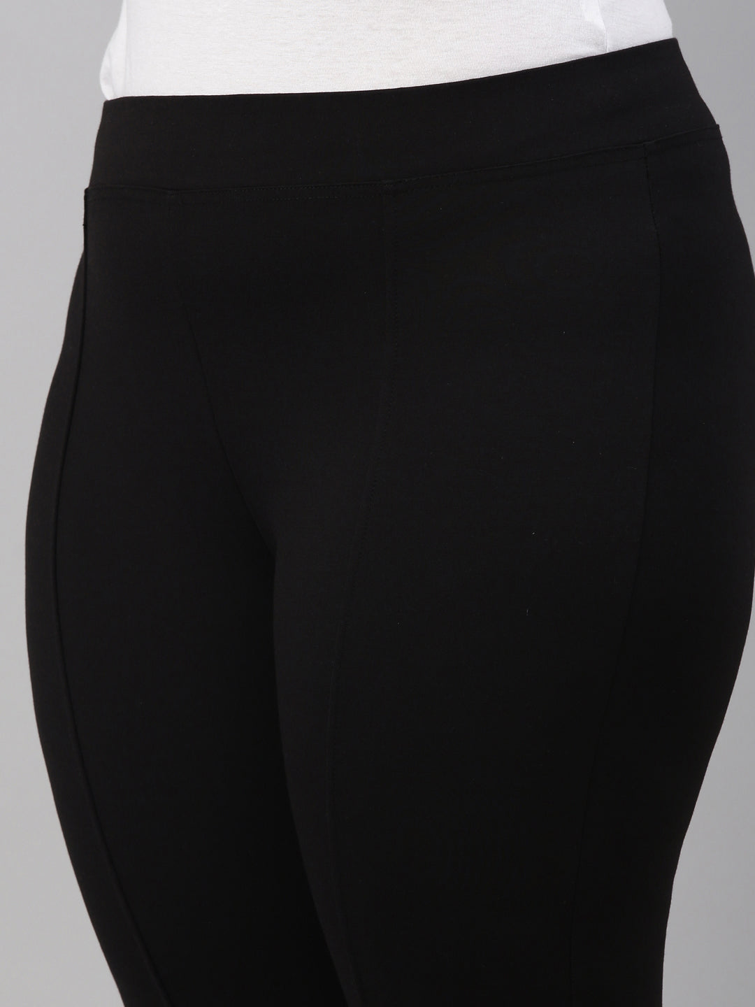 HIGH STRETCH PONTE TROUSERS BLACK