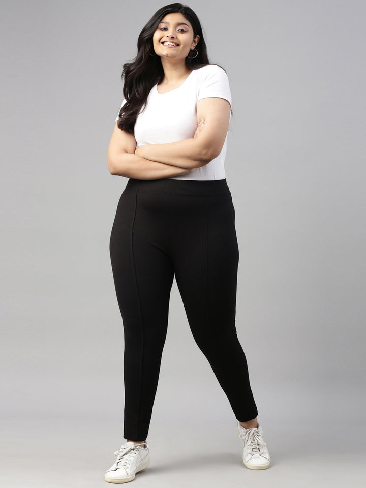 HIGH STRETCH PONTE TROUSERS BLACK