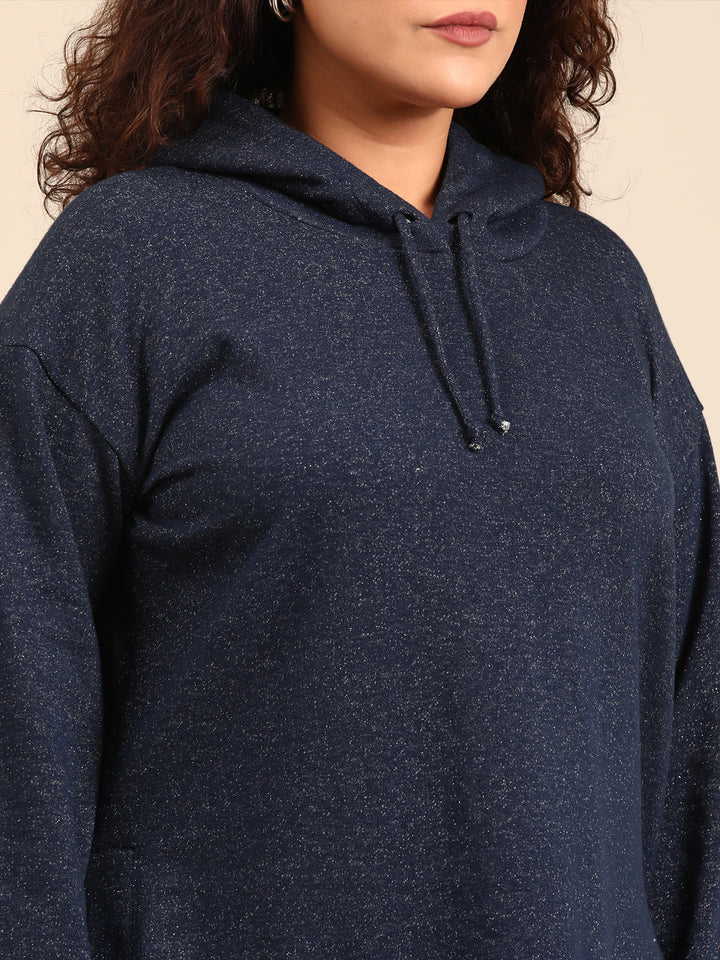 Navy Lurex Hoodie Sweatshirt