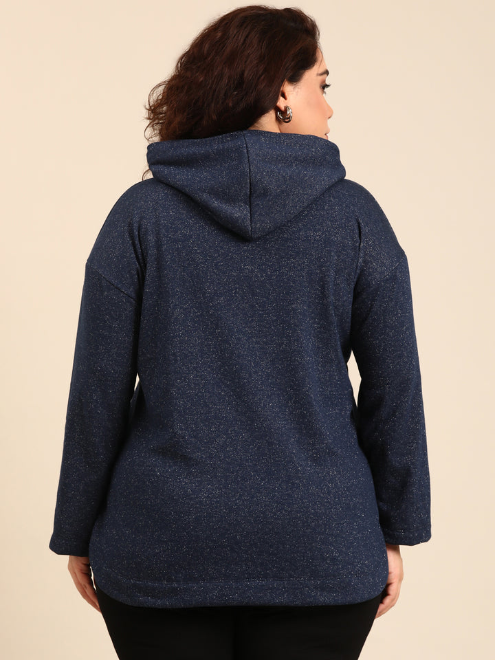 Navy Lurex Hoodie Sweatshirt