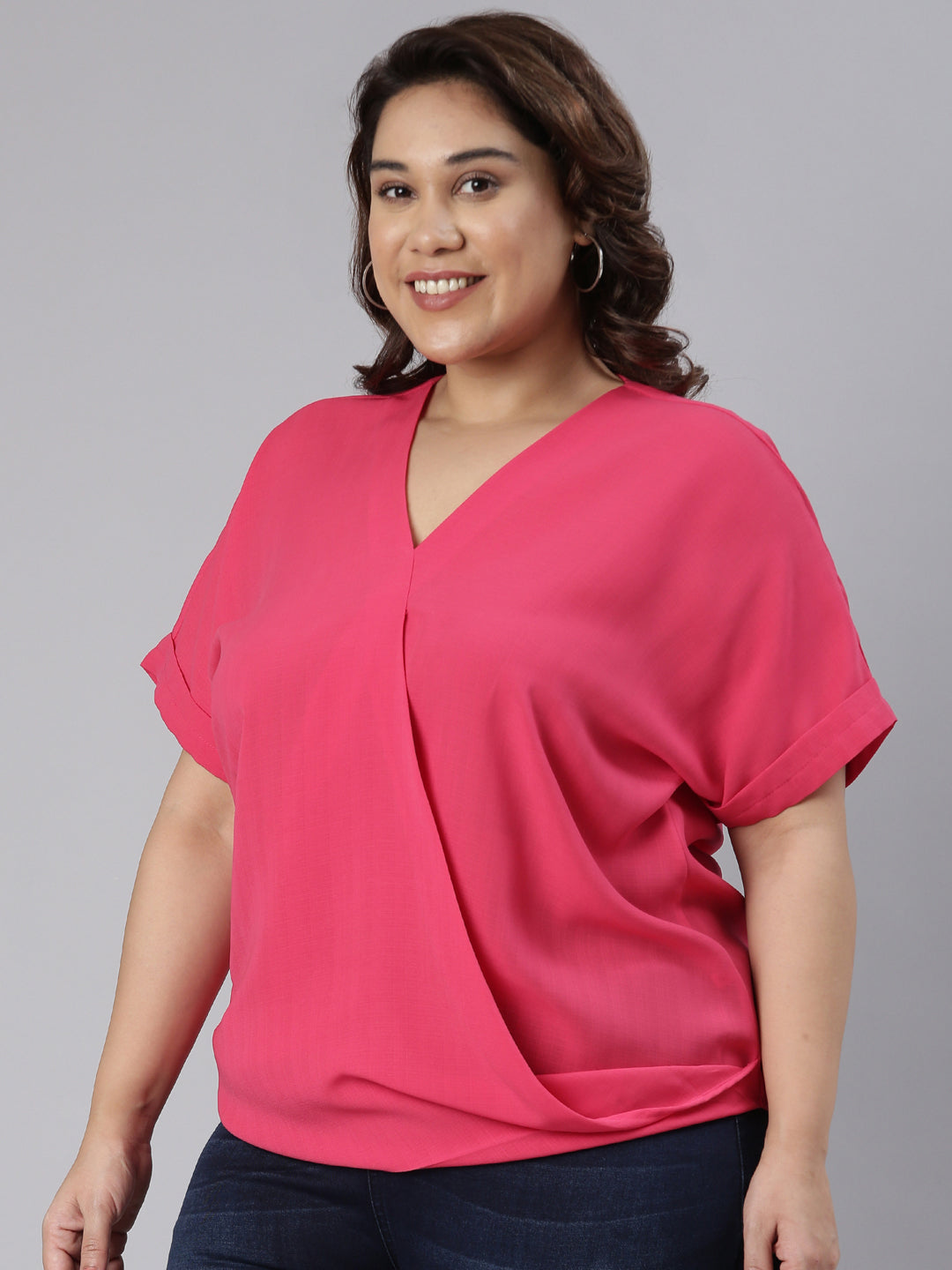 HOT PINK OVERLAP TOP