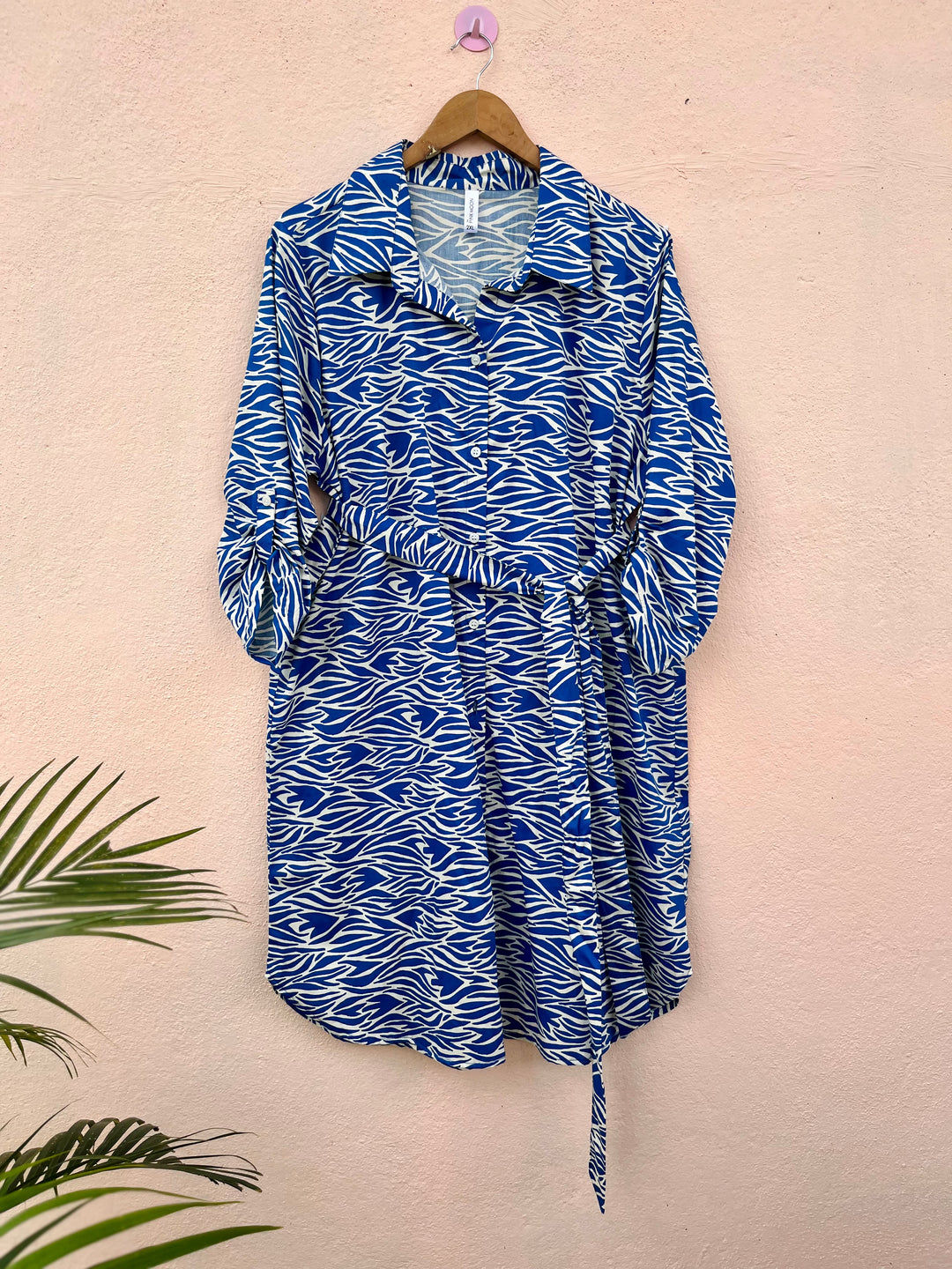 Navy Wavy Shirt Dress