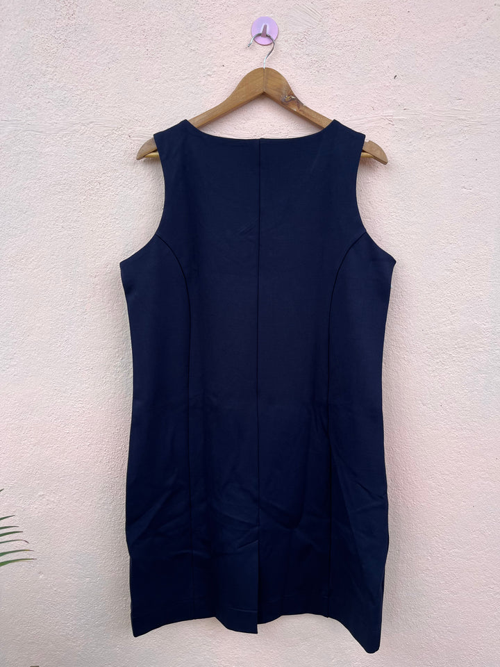 Navy Solid Sleeveless Dress