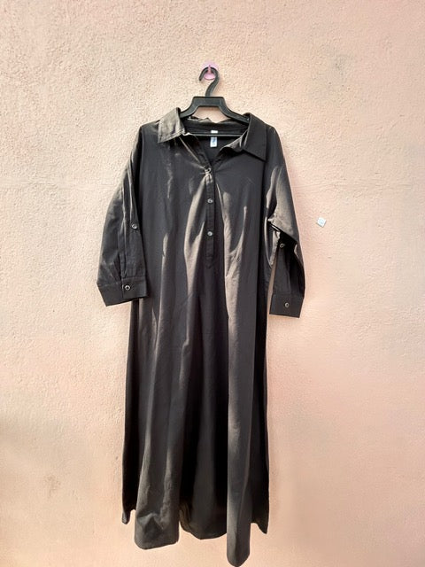 Black A-line Shirt Dress