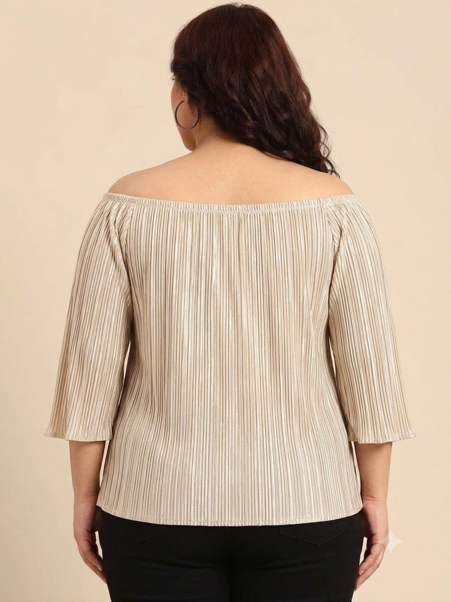 Ivory Pleated Off-Shoulder Top