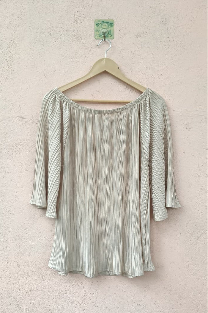 Ivory Pleated Off-Shoulder Top