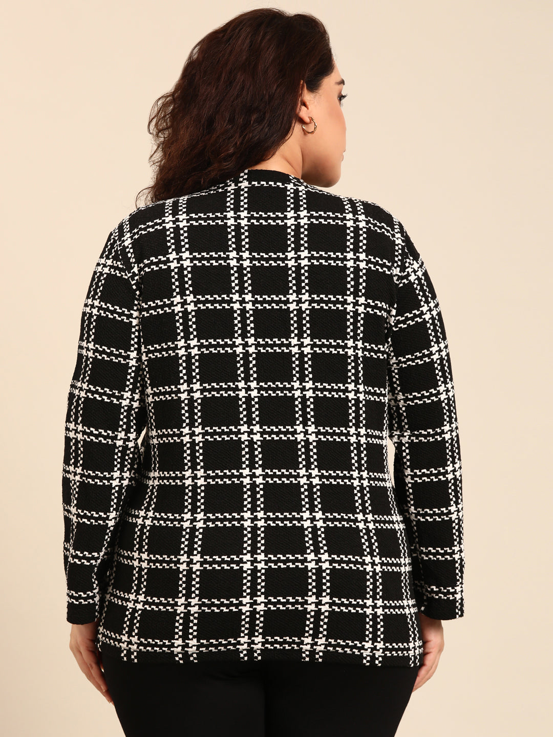 Black Embossed Checks Jacket