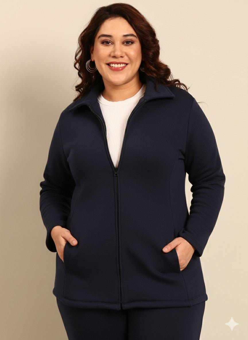 Navy Terry Cotton Jacket