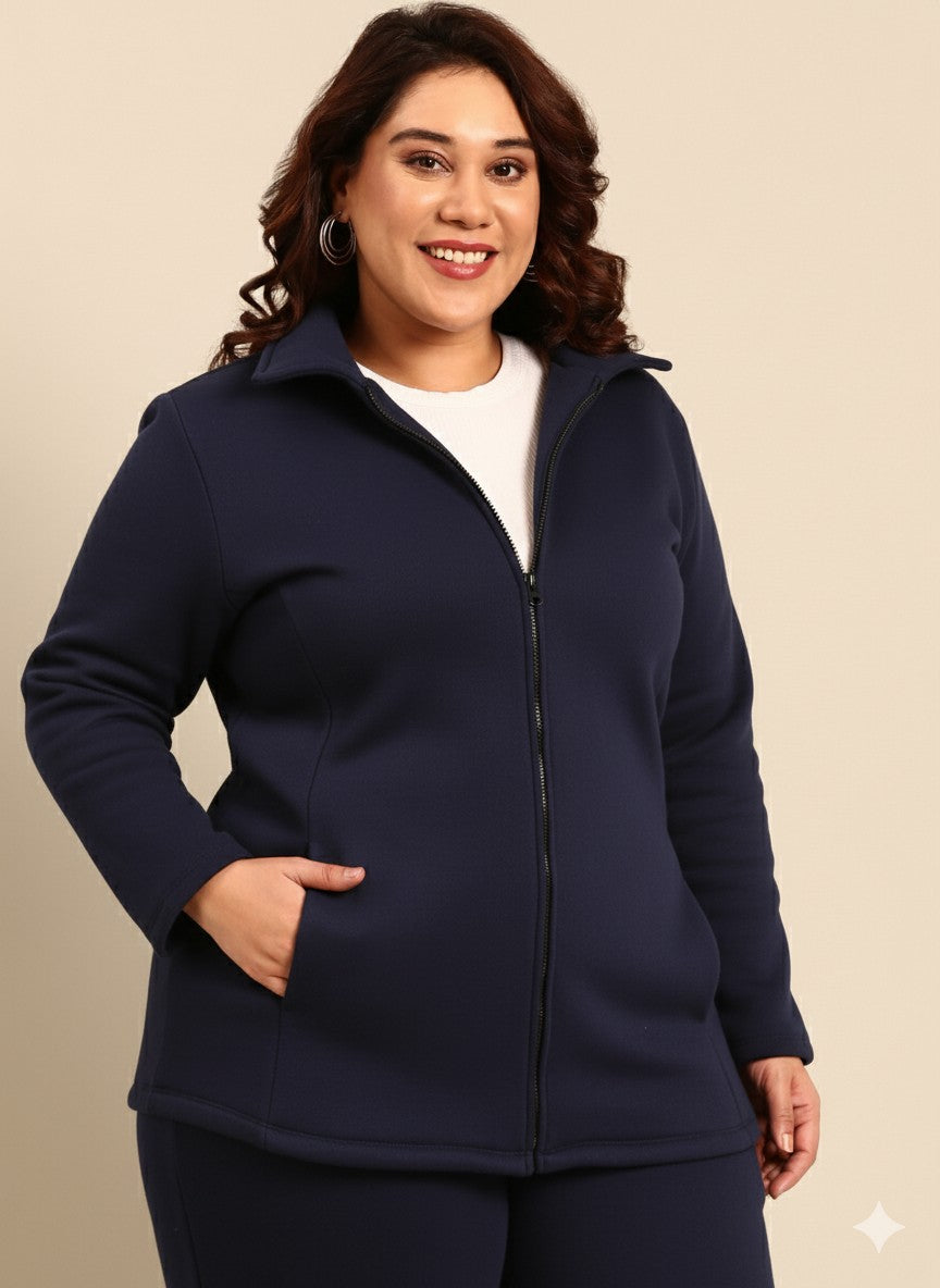 Navy Terry Cotton Jacket
