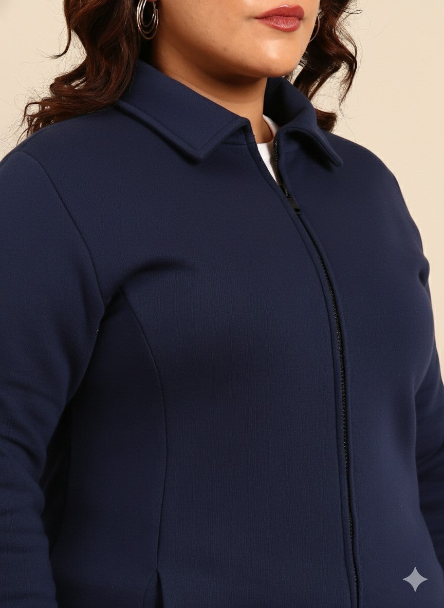 Navy Terry Cotton Jacket
