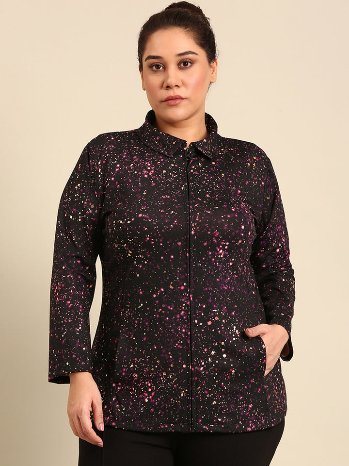 Black Galaxy Print Jacket