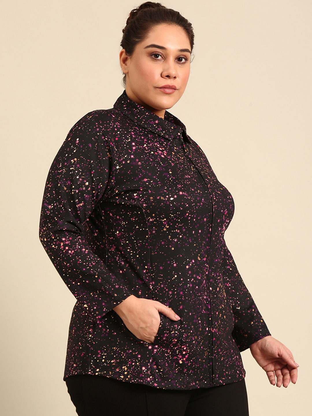 Black Galaxy Print Jacket