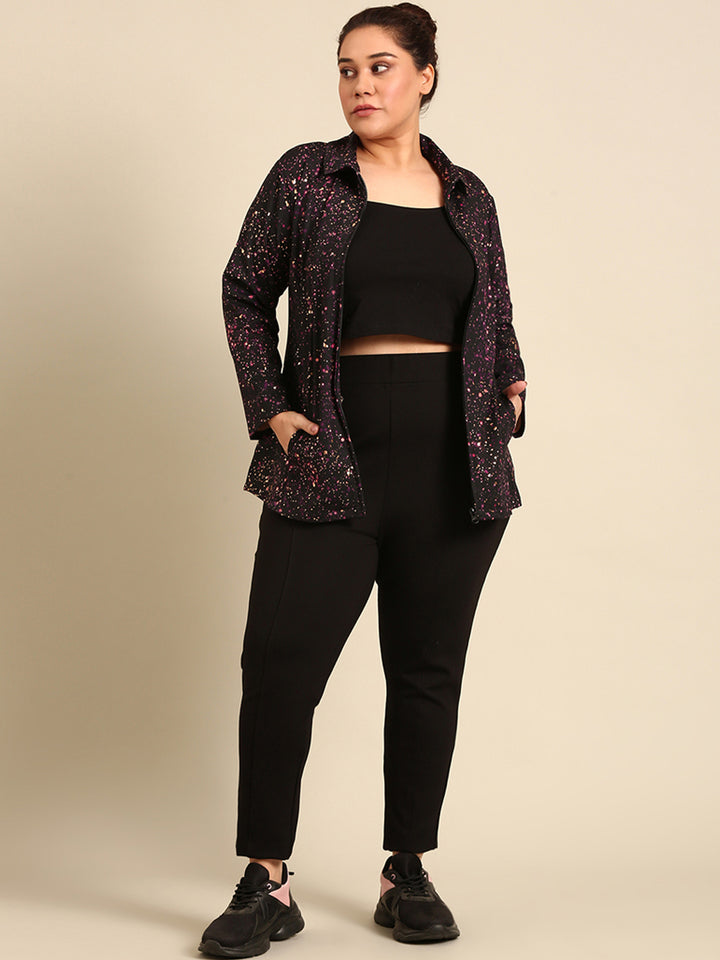 Black Galaxy Print Jacket