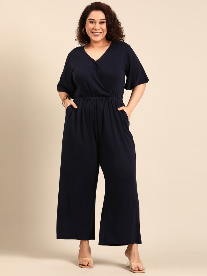 Navy Solid Jumpsuit