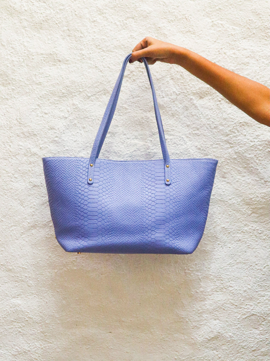 Lavendar Embossed Leather Handbag