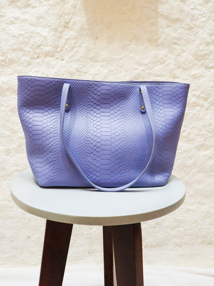 Lavendar Embossed Leather Handbag