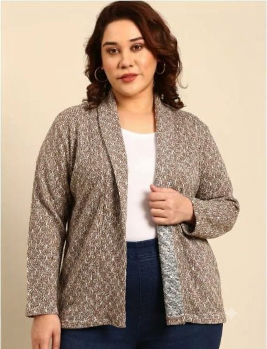Light Brown Open-Front Knit Shurg