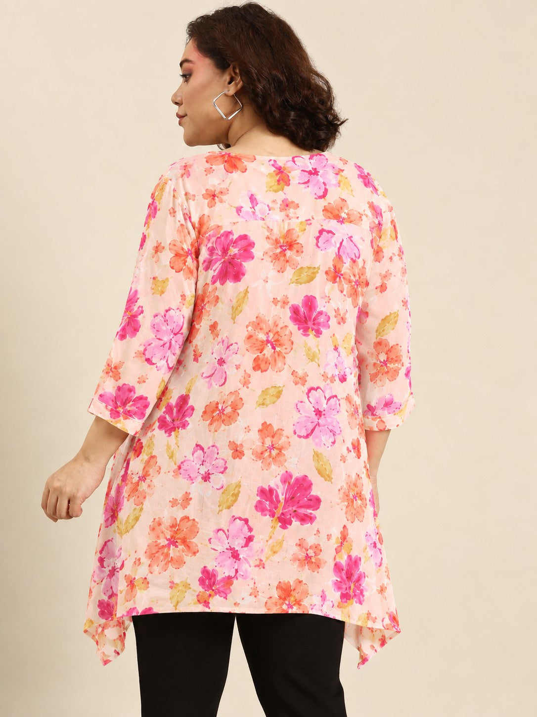 Light Pink Floral Fishcut Tunic