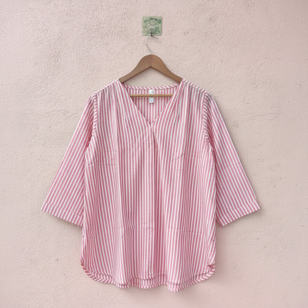 Light Red & White Striped Top