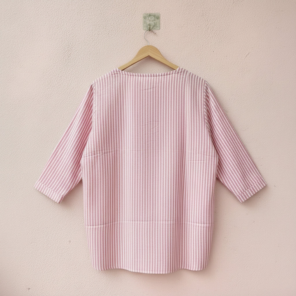 Light Red & White Striped Top